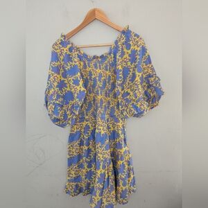 Apiece Apart Mallorca Blue Floral Mini Dress Size M